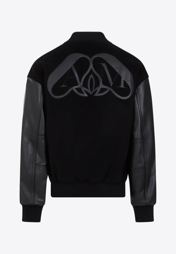 Logo-Patch Leather Bomber Jacket