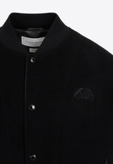 Logo-Patch Leather Bomber Jacket