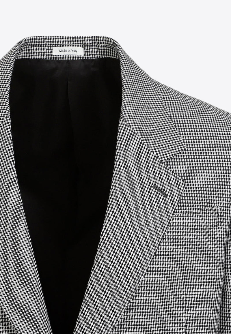 Single-Breasted Houndstooth Blazer