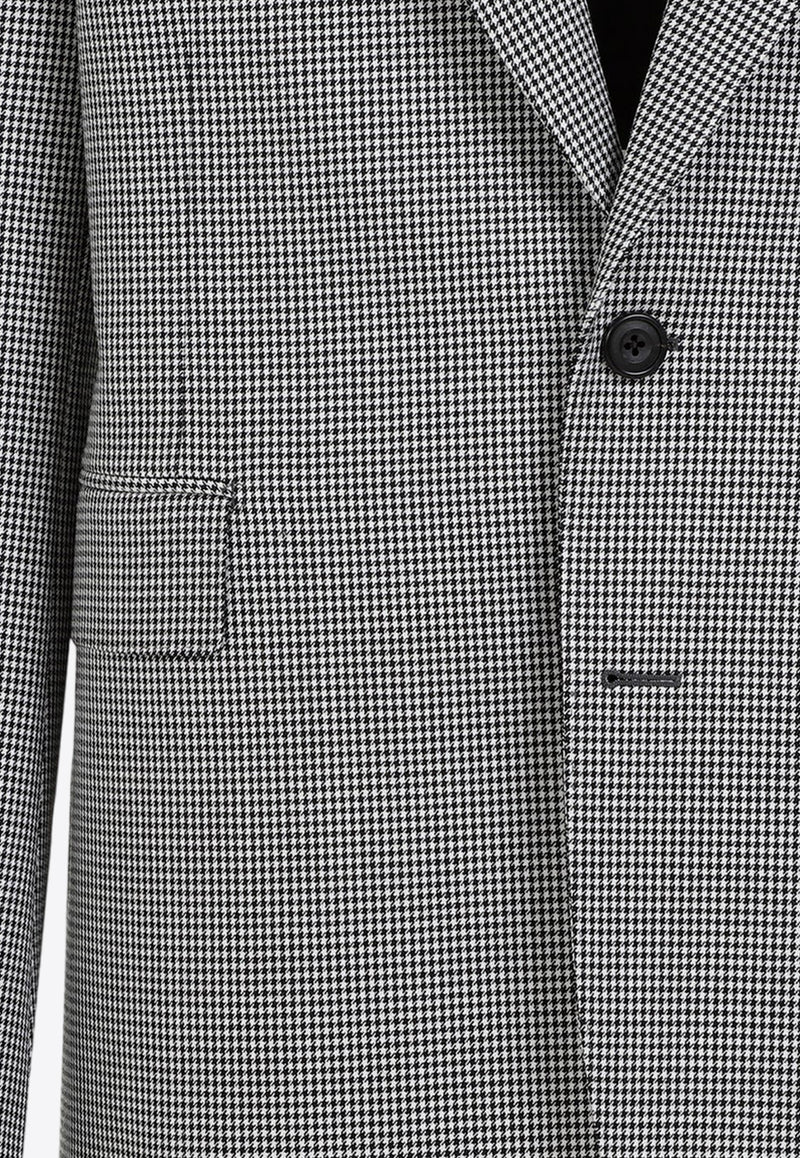 Single-Breasted Houndstooth Blazer