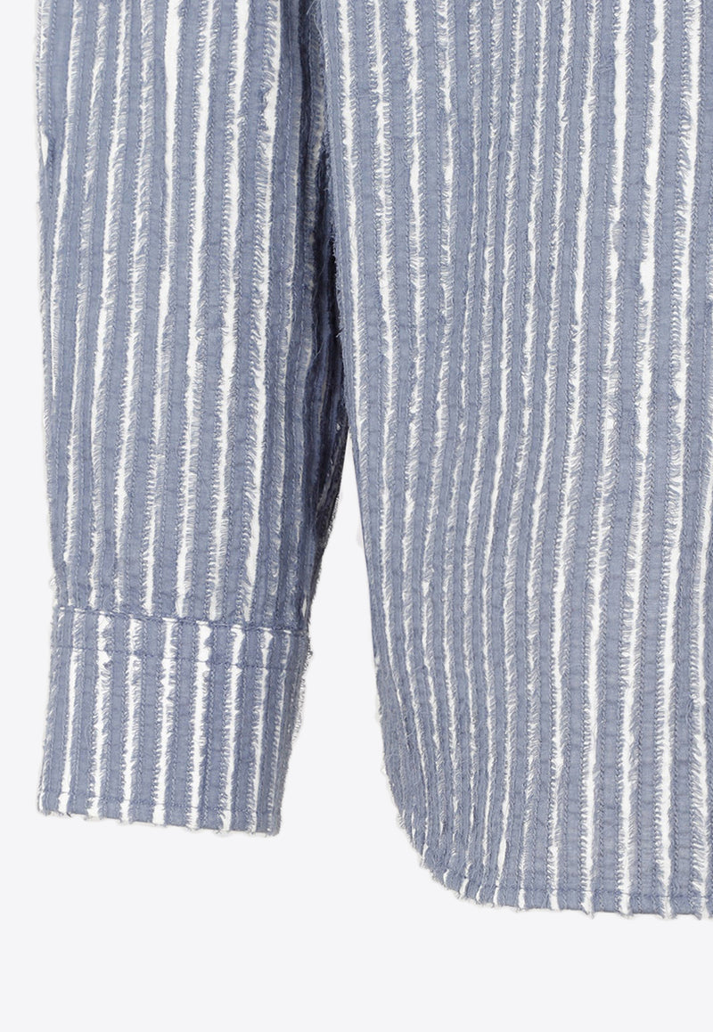 Frayed-Stripe Long-Sleeved Shirt