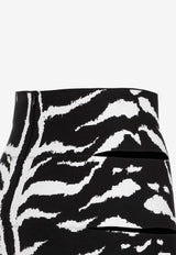 Zebra Print Pencil Midi Skirt