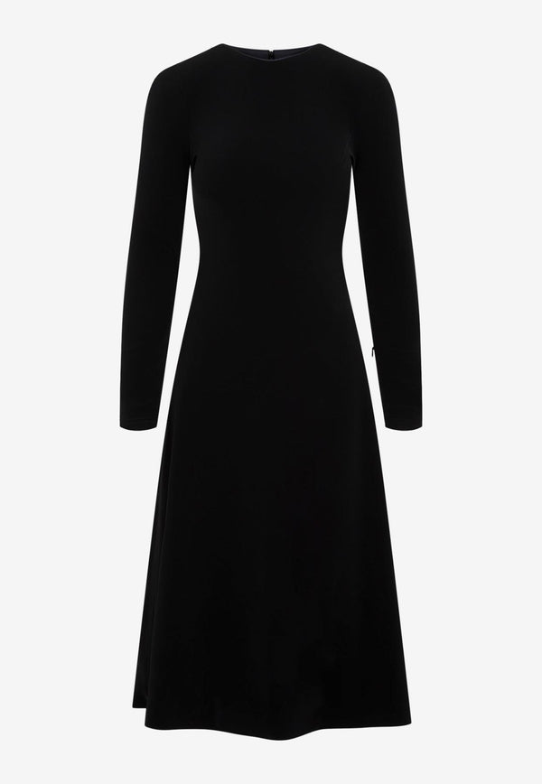 A-line Long-Sleeved Midi Dress