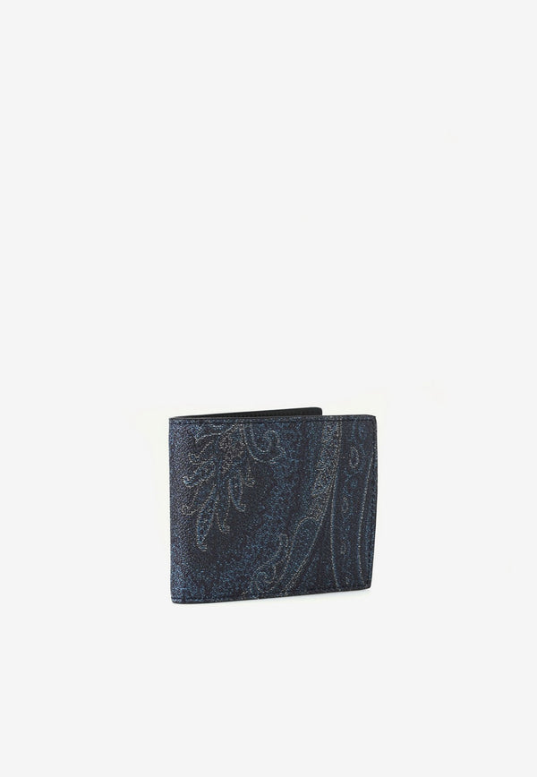 Etro Paisley Jacquard Bi-Fold Wallet 0F557-8007 0200 Blue