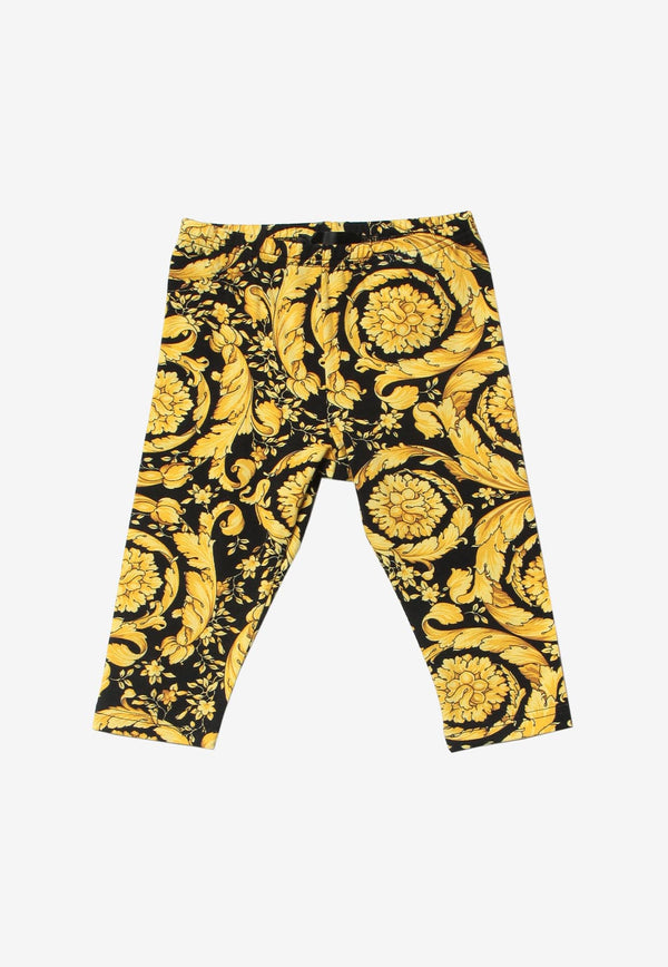 Versace Kids Baby Girls Barocco Print Leggings Yellow 1000205 1A02445 5B000