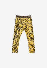 Versace Kids Girls Barocco Print Leggings Yellow 1000364 1A02445 5B000