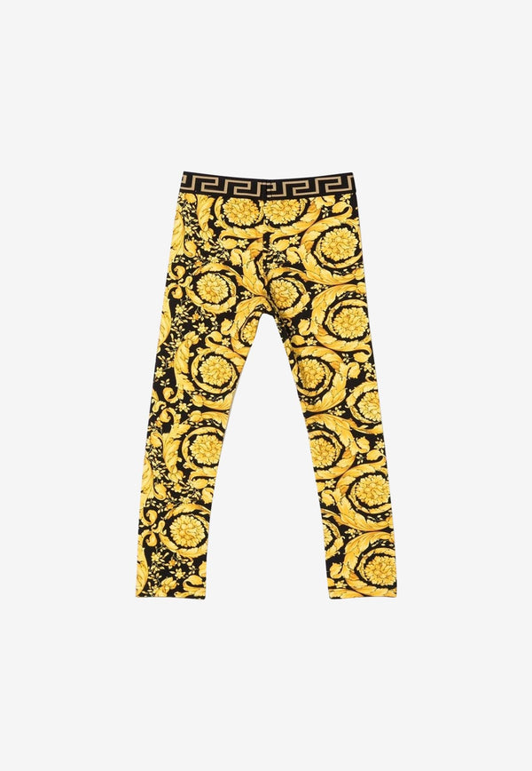 Versace Kids Girls Barocco Print Leggings Yellow 1000364 1A02445 5B000