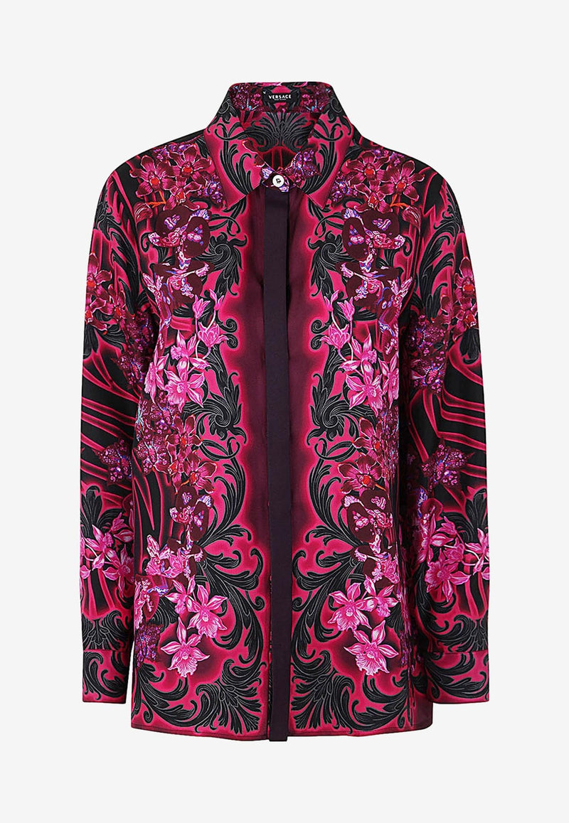 Versace Floral Print Silk Shirt 1001360 1A07332 5BA50 Multicolor