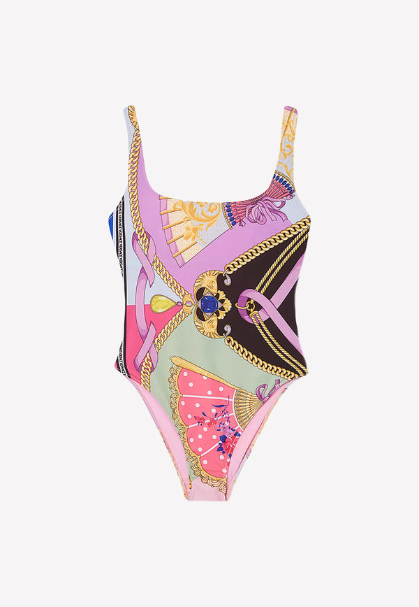 Versace Signature Print One-Piece Swimsuit 1001408 1A04522 5X000 Multicolor