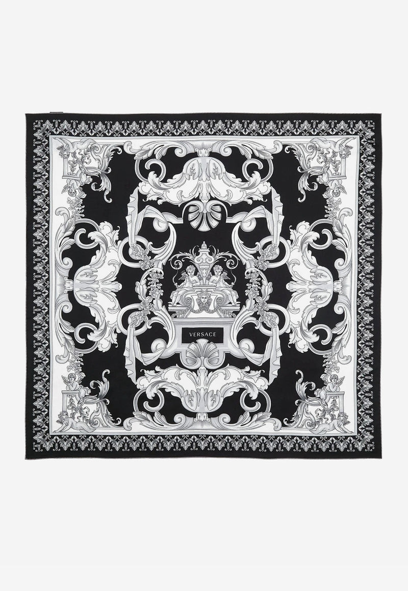 Versace Silver Baroque Large Silk Foulard Monochrome 1001600 1A04532 5B040