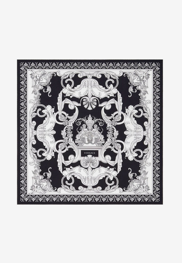 Versace Silver Baroque Silk Foulard Monochrome 1001601 1A04532 5B040