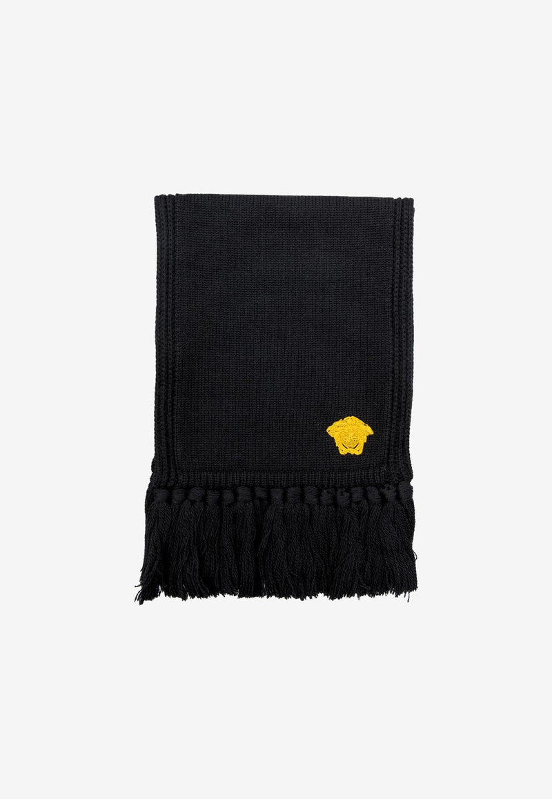 Versace Kids Boys Medusa Wool Scarf Black 1001655 1A01314 1B000