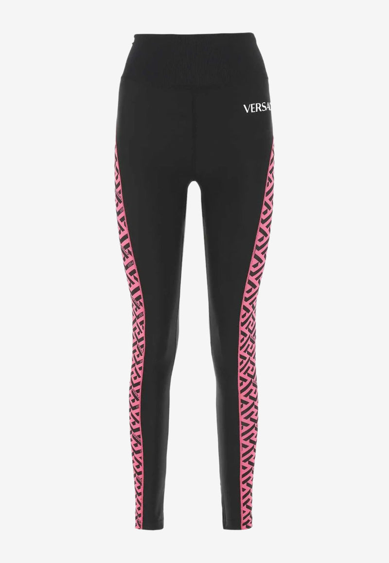 Versace Signature Greca Paneled Leggings Pink 1002079 1A01621 5P540