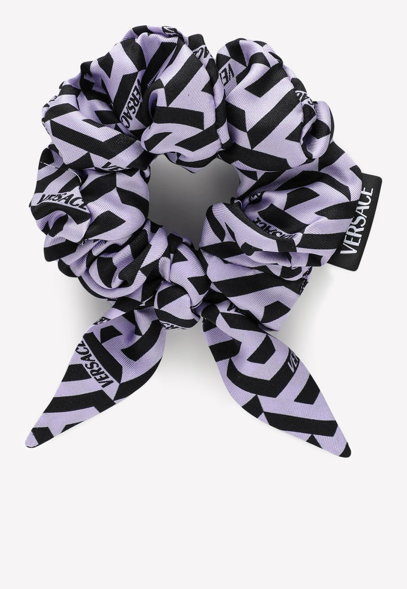 Versace Greca Detail Hair Scrunchie 1003722 1A02557 5L160 Purple