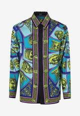 Versace Mask Print Silk Shirt 1003941 1A06818 5G540 Multicolor