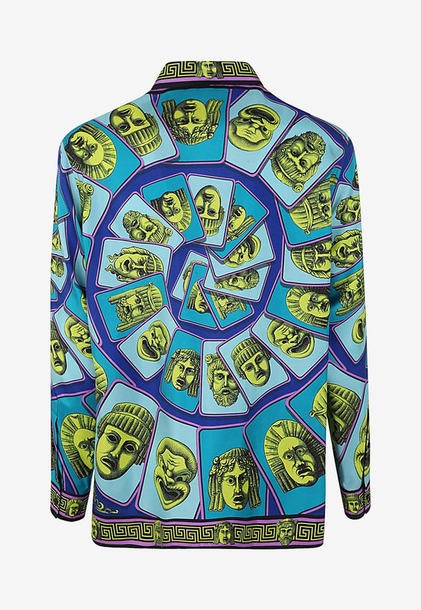 Versace Mask Print Silk Shirt 1003941 1A06818 5G540 Multicolor