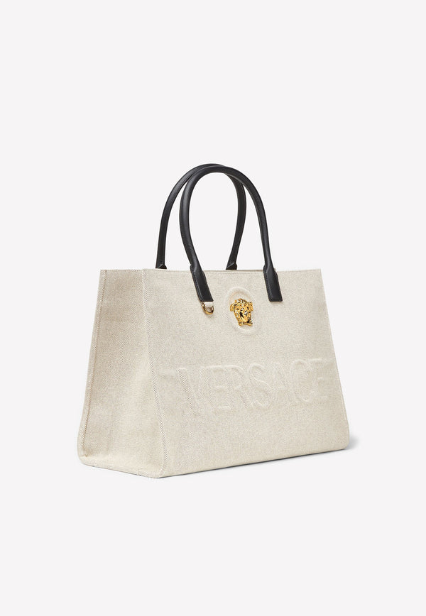 Versace Medusa Canvas Tote Bag 1004741 1A03494 2K86V Ivory