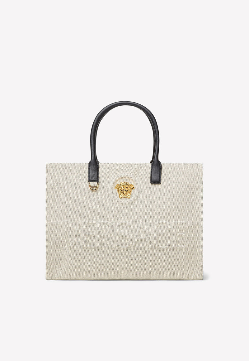 Versace Medusa Canvas Tote Bag 1004741 1A03494 2K86V Ivory