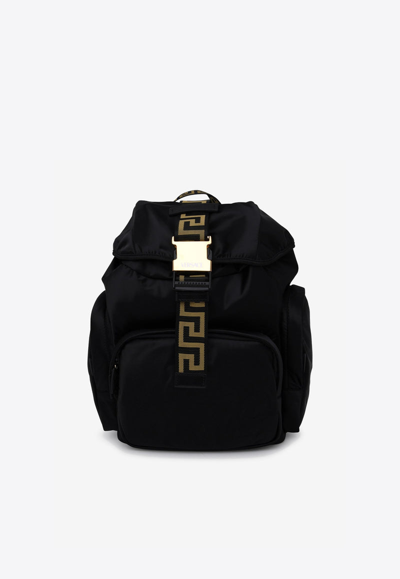 Versace La Greca Nylon Backpack Black 1005128 DNYGR3 2B15V