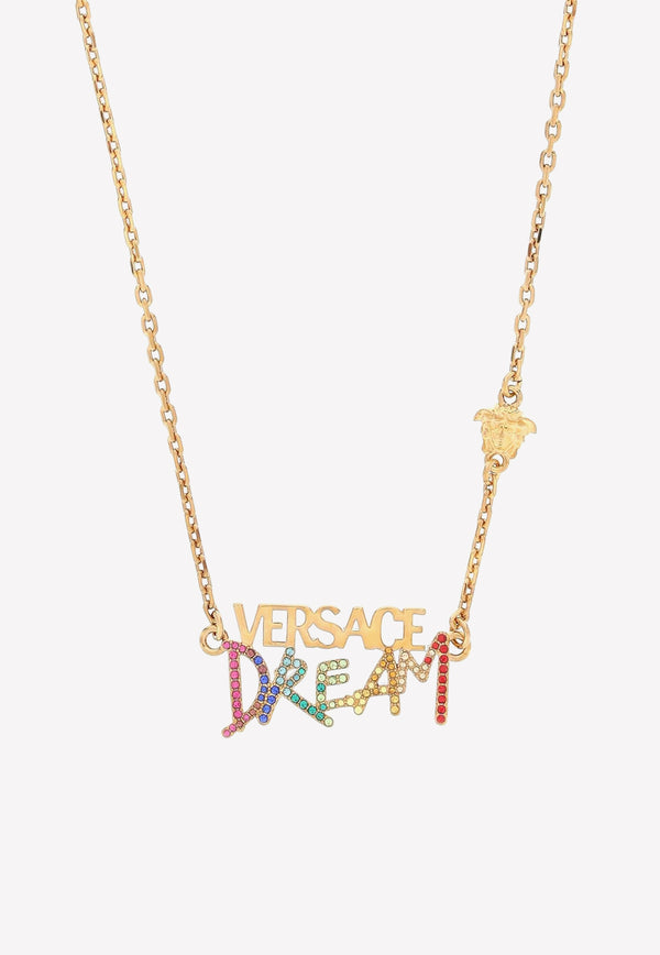 Versace Crystal-Embellished Dream Pendant Necklace 1005541 1A00621 4J060 Gold