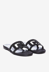 Greca Maze Crystal Flat Sandals Black 1005893 DRA67 1B00V