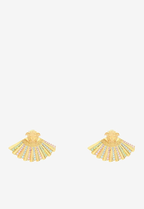 Versace The Fan Medusa Earrings with Swarovski Crystals Gold 1006127 1A00621 4J580