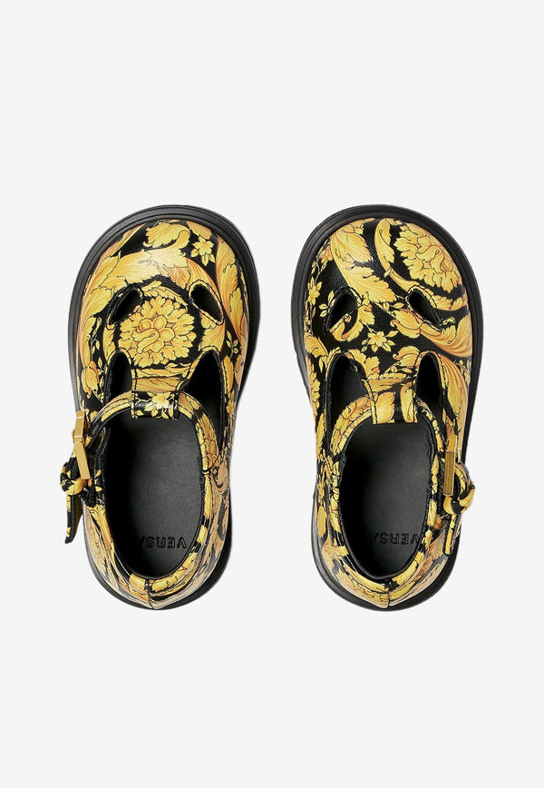 Versace Kids Baby Girls Barocco Print Sandals Yellow 1006417 1A00141 5B00V