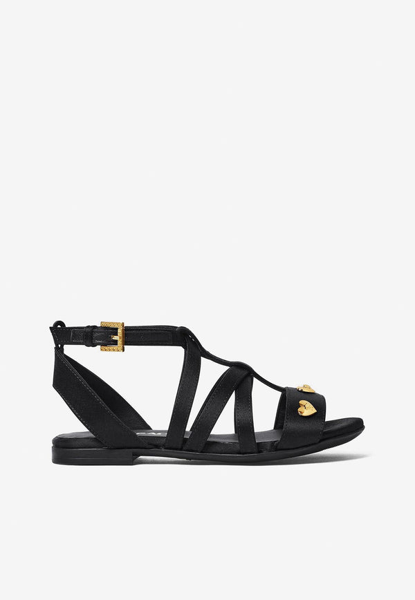 Versace Kids Girls Heart Medusa Sandals Black 1006422 1A00224 1B00V