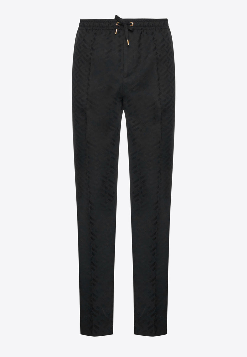 Versace Greca Jacquard Pants in Virgin Wool Black 1006429 1A04315 1B000