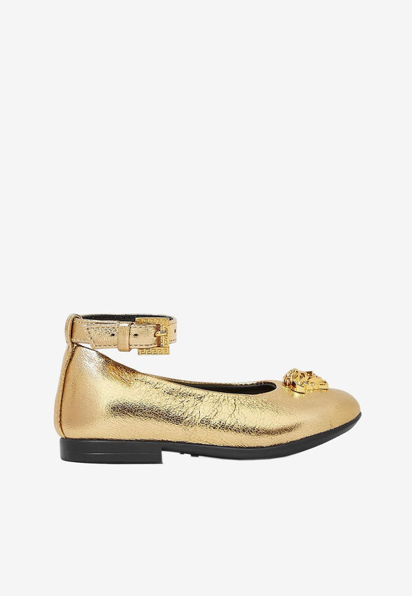 Versace Kids Baby Girls La Medusa Metallic Ballet Flats Gold 1006638 1A00133 1X00V