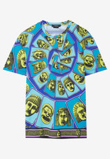 Versace Le Maschere Print Short-Sleeved T-shirt 1006662 1A07044 5G540 Multicolor