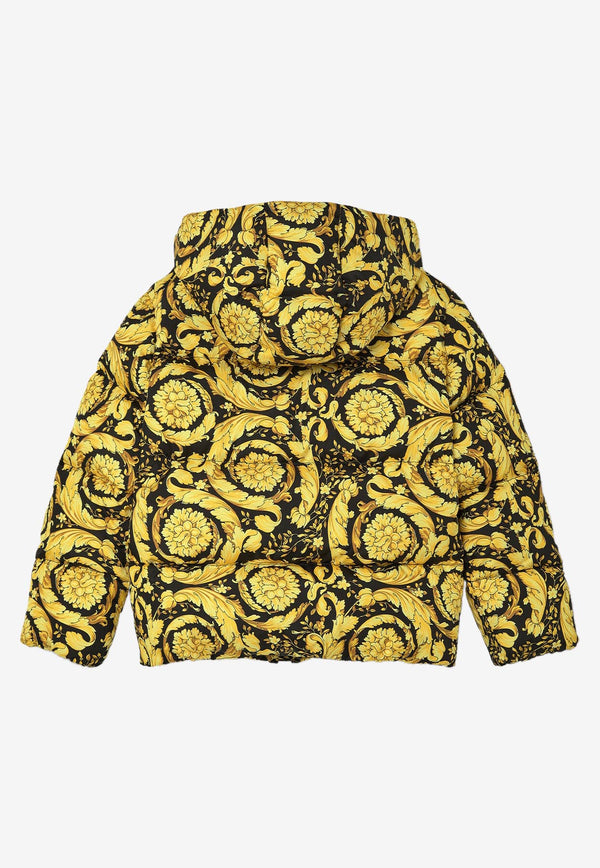 Versace Kids Boys Barocco Puffer Jacket Yellow 1006767 1A04761 5B000