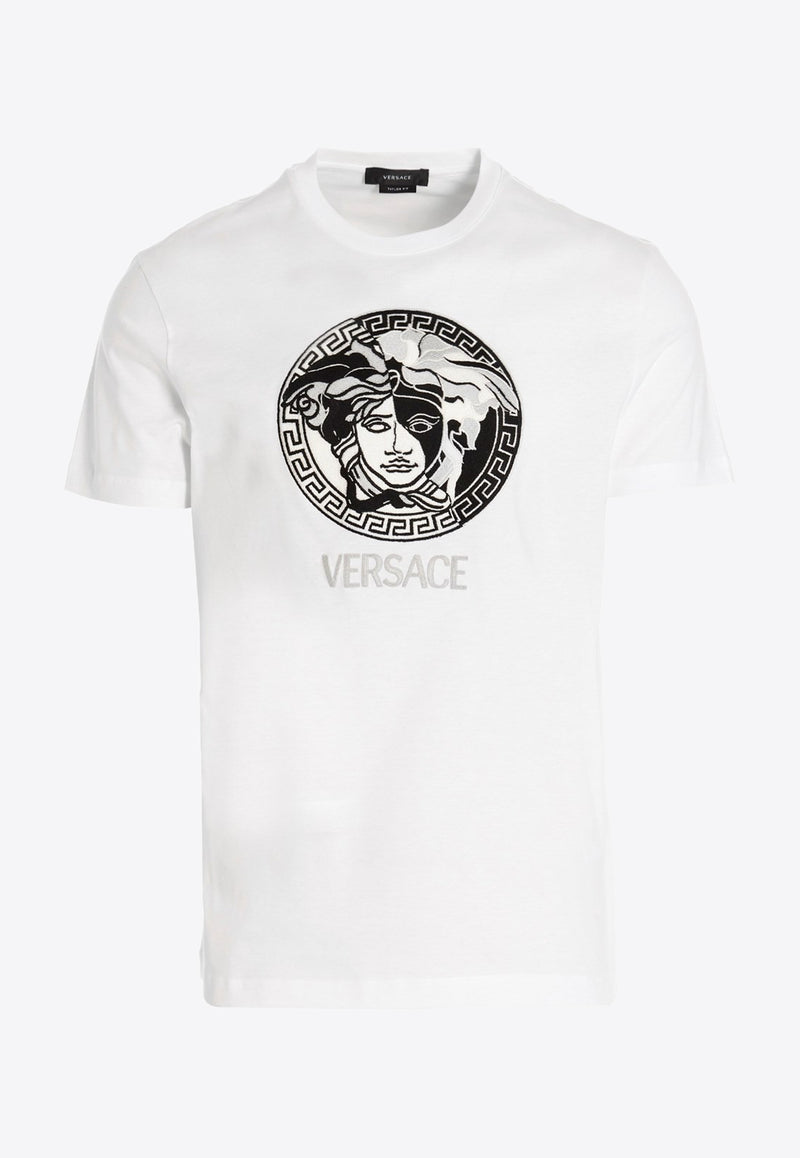 Versace Medusa Logo Embroidered T-shirt White 1006984 1A04967 1W010