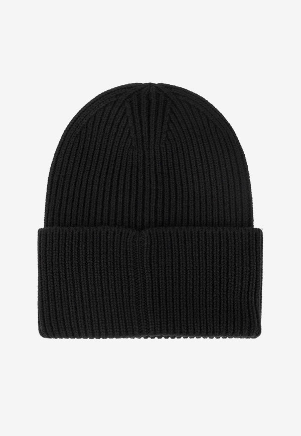 Safety Pin Ribbed Beanie Black 1007514 1A06583 1B000