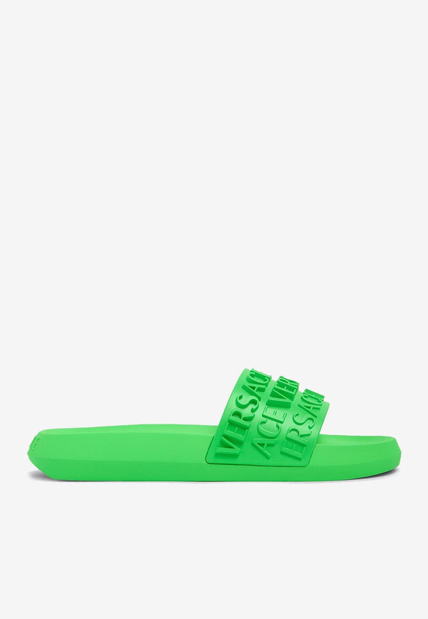 Versace 3D-Logo Rubber Slides 1008730 1A07015 1GE90 Green