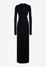 Versace Slashed Hoodie Maxi Dress 1010000 1A01253 1B000 Black