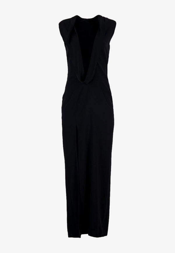 Versace Cowl Sleeveless Maxi Dress 1010011 1A00540 1B000 Black