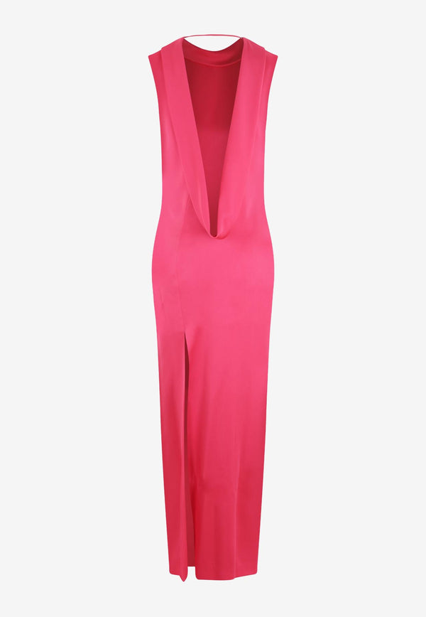 Versace Cowl Sleeveless Maxi Dress 1010011 1A07319 1PM60 Pink