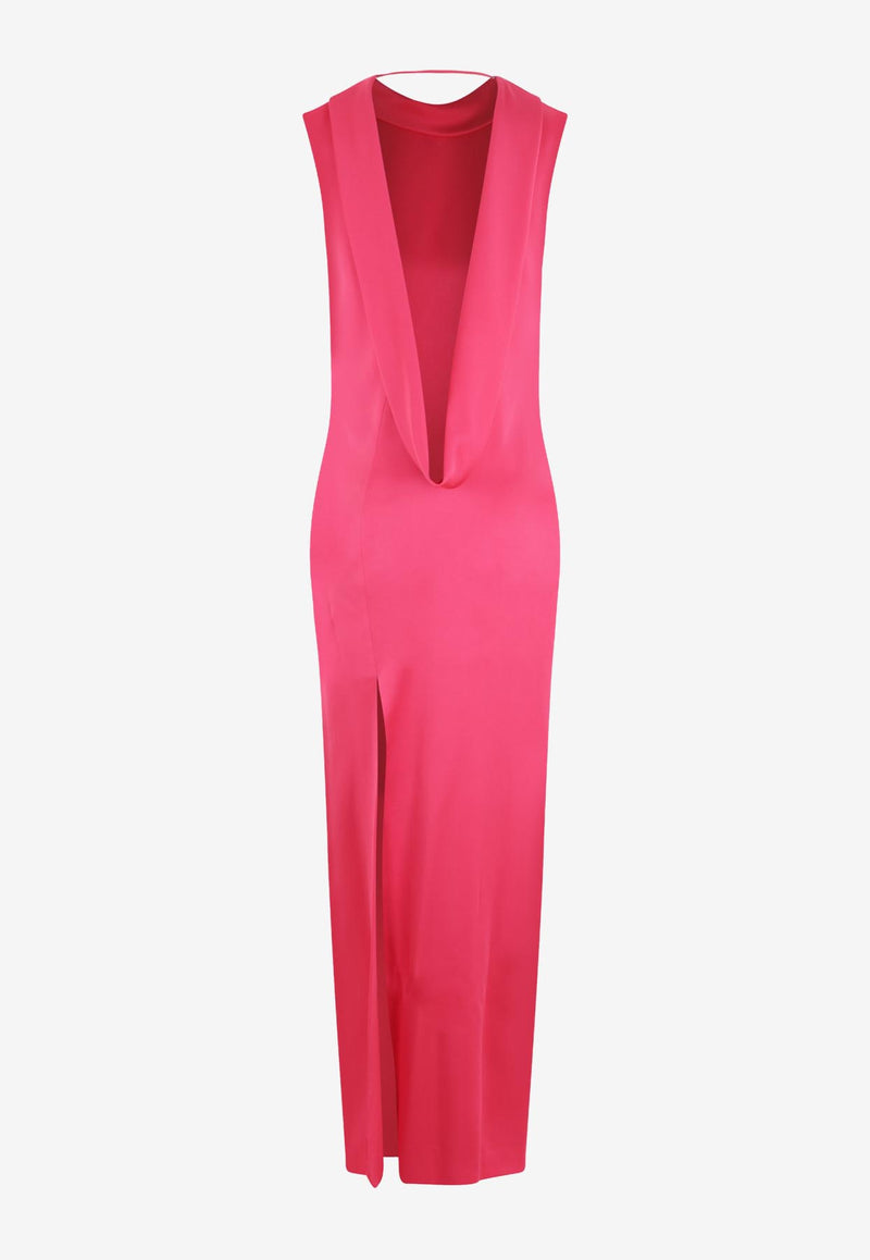 Versace Cowl Sleeveless Maxi Dress 1010011 1A07319 1PM60 Pink