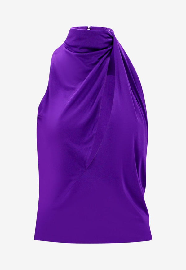 Versace Slashed Halterneck Sleeveless Top 1010024 1A00572 1LD60 Purple