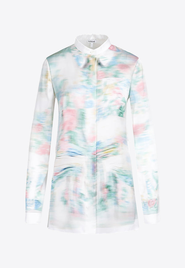 Blurred Print Long-Sleeved Shirt