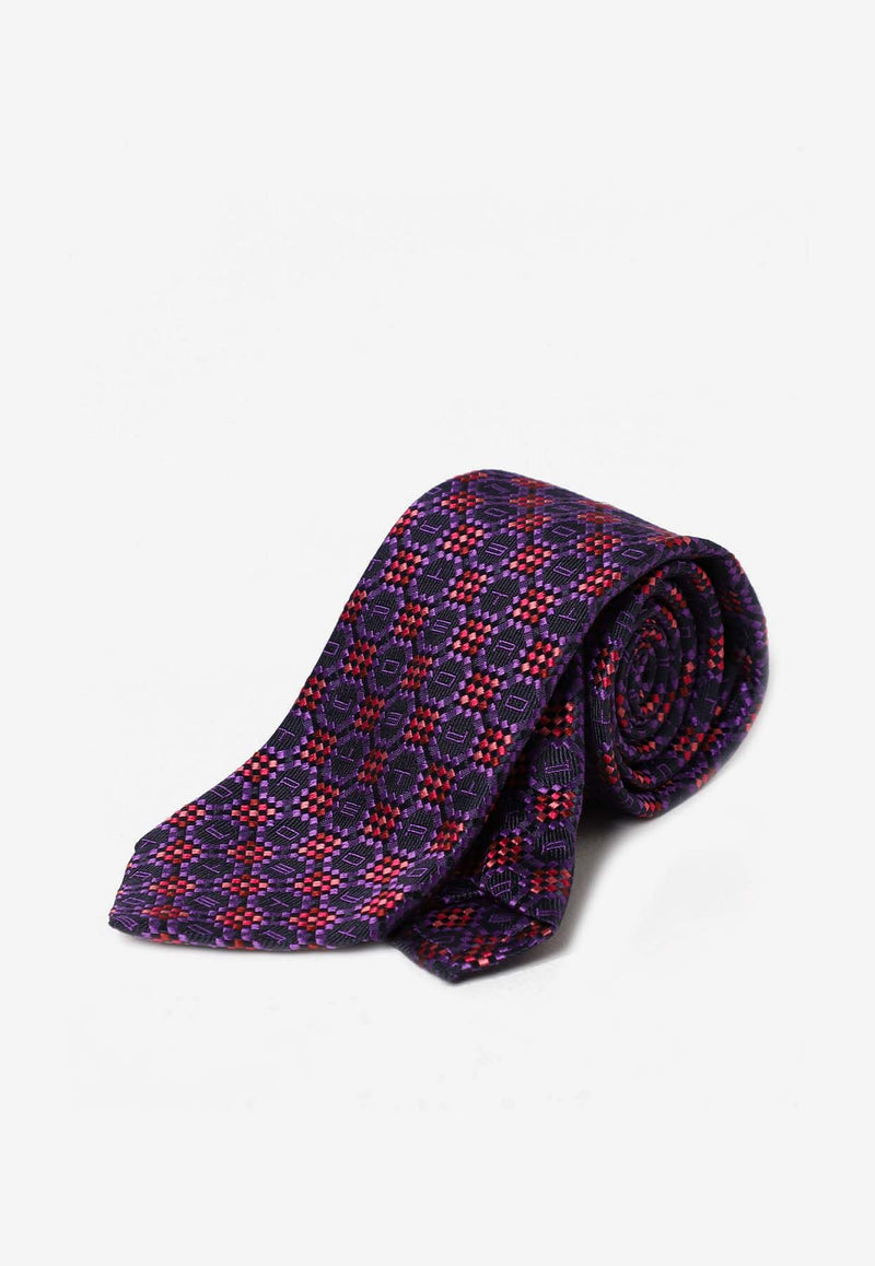 Etro Geometric Logo Pattern Silk Tie Multicolor 12026-6032 0400