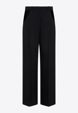 Straight-Leg Cut-Out Pants in Wool Blend