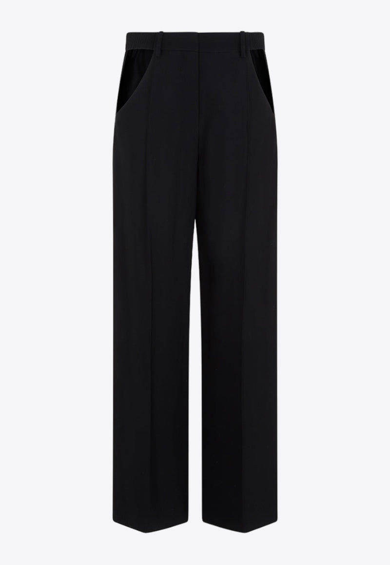 Straight-Leg Cut-Out Pants in Wool Blend