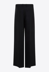 Straight-Leg Cut-Out Pants in Wool Blend