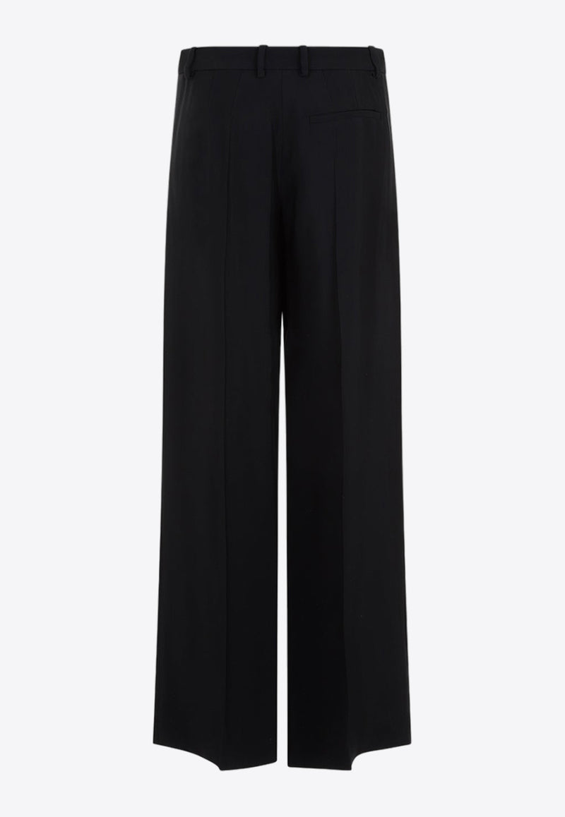 Straight-Leg Cut-Out Pants in Wool Blend