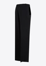 Straight-Leg Cut-Out Pants in Wool Blend