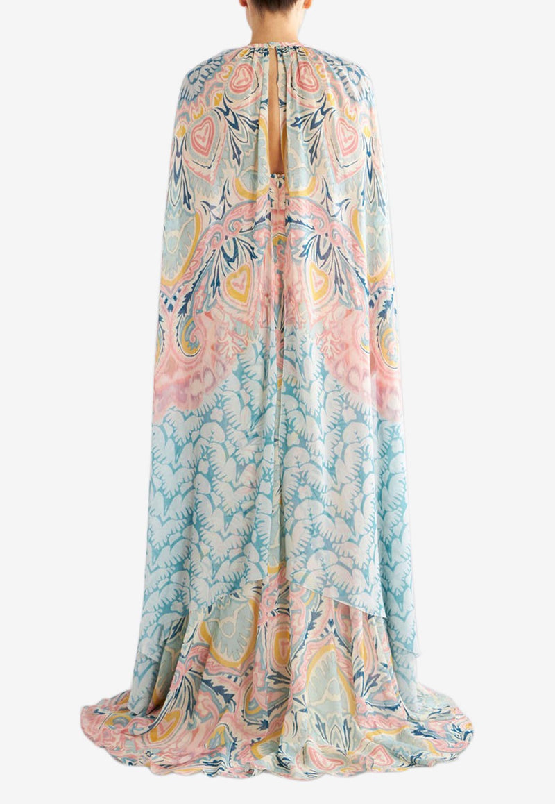 Etro Lucky Clover Maxi Dress in Silk Multicolor 12363-4509 0260