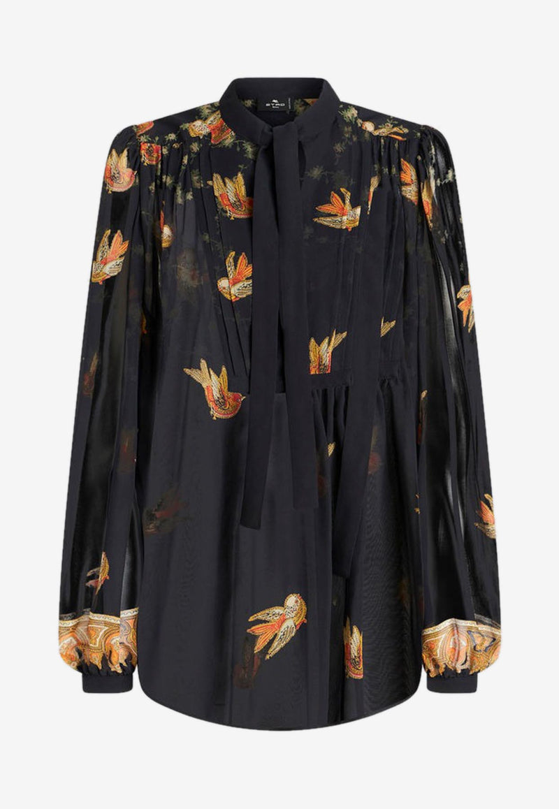 Etro Printed Silk Georgette Shirt Black 12445-4338 0001