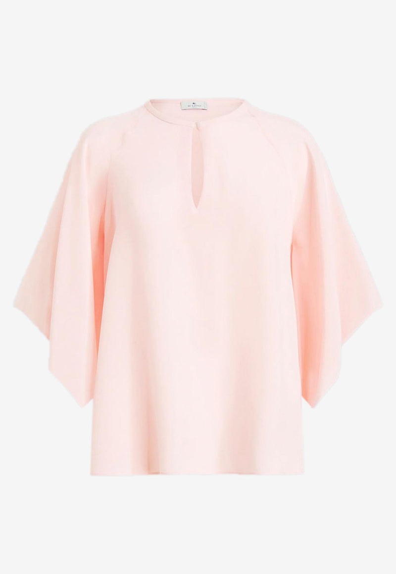 Etro Batwing-Sleeved Silk Top Pink 12449-8500 0655